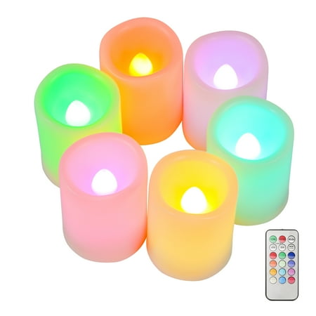 Led Outdoor Candles Kohree Indoor and Outdoor Colorful Flameless Pillar LED Candles Votive Candles with Remote Control & Timer, Pack of 6 ()