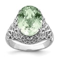 thumbnail image 1 of Sterling Silver Rhodium Oval Checker-Cut Green Quartz Ring Size 7, 1 of 2