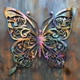 thumbnail image 2 of Floral Butterfly Metal Wall Art, Garden Steel Decor, 2 of 7