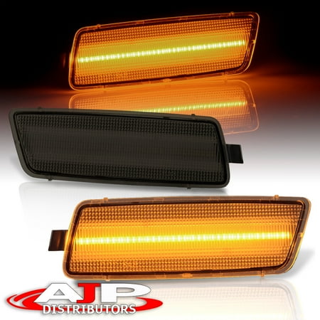AJP Distributors Replacement Smoked Lens Front Amber LED Front Bumper Side Markers Lights Lamps Set Drive Passenger For MKV MK5 Volkswagen GTI Golf Rabbit Jetta R32 2006 2007 2008 2009 06 07 08 09