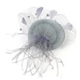 thumbnail image 6 of Women's Feather Fascinators Hat - Hair Pin Cocktail Headwear Pillbox Hat  Gray (One Size), 6 of 6