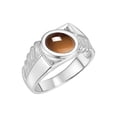thumbnail image 3 of RYLOS Men's Rings Sterling Silver Cabochone Gemstone & Diamond Designer Smoky Quartz Rings For Men Size 9, 3 of 7