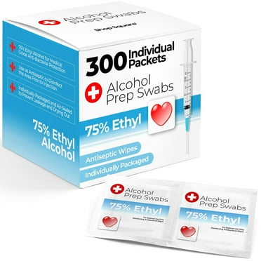 Sterile Alcohol Prep Pads, 300 Count - Alcohol Wipes Individually Wrapped