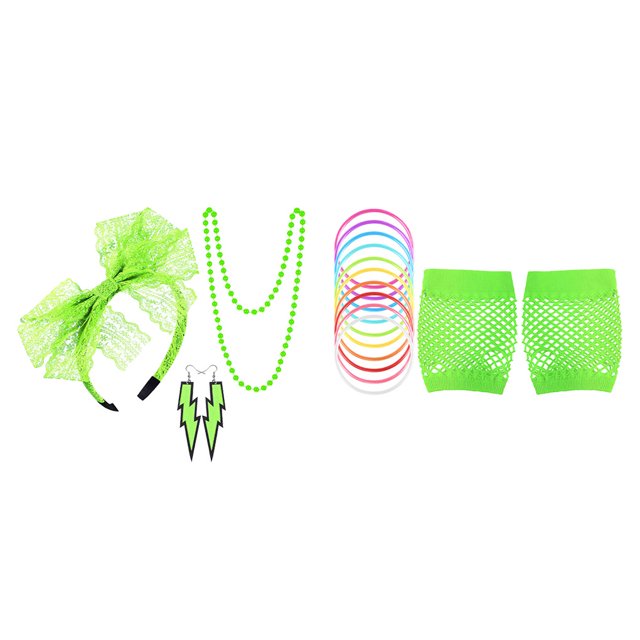 Yuarrent 1 juego de disfraces con guantes de rejilla Diseño de encaje Suministros para fiestas de los años 80 Accesorios de cosplay Ropa Type3 NO3