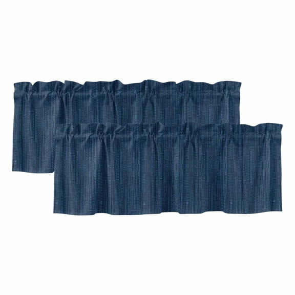 2 Pack Valances for Windows 60 x 18 Inch, Dark Blue Decorative Kitchen Curtain Valance, Modern Minimalist Solid Color Rod Pocket Short Curtains Window Treatment for Bathroom/Cafe
