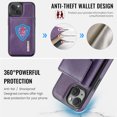 thumbnail image 5 of Allytechgroup Wallet Case for iPhone 15, PU Leather Wallet Case with Detachable Cards Holder Kickstand Support Wireless Charging Shockproof Protective Bumper for Women Men, Purple, 5 of 11