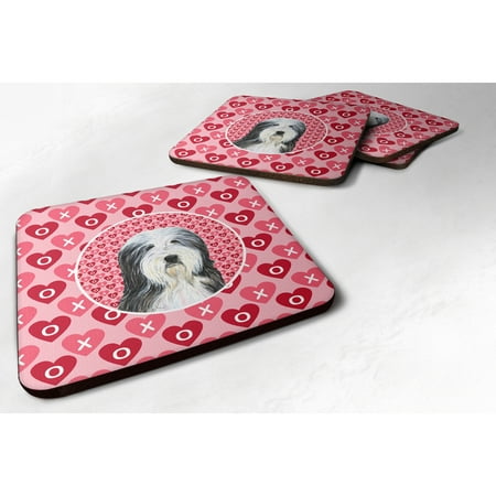 

Carolines Treasures SS4497FC Bearded Collie Hearts Love and Valentines Day Portrait Foam Coaster Set of 4 3 1/2 x 3