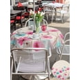thumbnail image 5 of Outdoor Tablecloth with Umbrella Hole for Patio/Picnic/Party/Camping, Blue Pink Flowers Waterproof Table Cloth Round Cover Washable, Spring Garden Floral Rustic Burlap (Dia 60"), 5 of 8