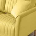 thumbnail image 5 of paproos Velvet 2-Seater Sofa, Yellow Loveseat with Gold Feet, Mid Century Modern 47.3 inch Square Arm Sofas Couches with 2 Bolster Pillows Included for Compact Bedroom, 5 of 6