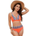 thumbnail image 4 of vigerkar Women's Bikini Swimsuits V Neck High Waisted 2 Piece Bathing Suits Orange, S, 4 of 9