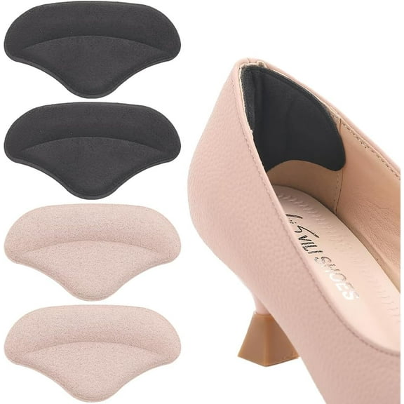 2 Colors 6 Pairs Heel Cushion Pads Cotton Anti-Wear Heel Grips Snugs for Big Loose Shoes Heel Inserts Blisters and Pain Slipping Protectors Liners Filler Improved Shoe Comfort Black Beige DIY Making