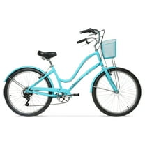 26" Hyper Bicycles Commute Bike with Basket, Adults 13  Years, Neon Teal