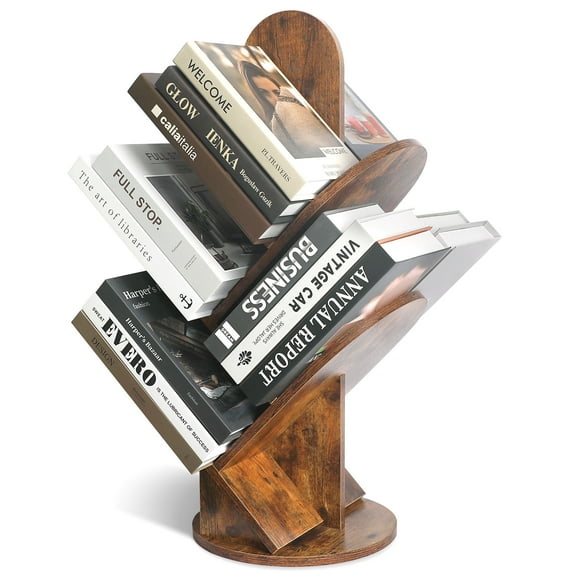 Bloddream 5-Tier Tree Bookshelf, Modern Corner Standing Bookcase, Wood Storage Shelf for Living Room, Bedroom, Home Office, Easy to Install