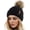 Black, variant on Womens Winter Knitted Beanie Hat with Faux Fur Pom Warm Knit Skull Cap Beanie for Women