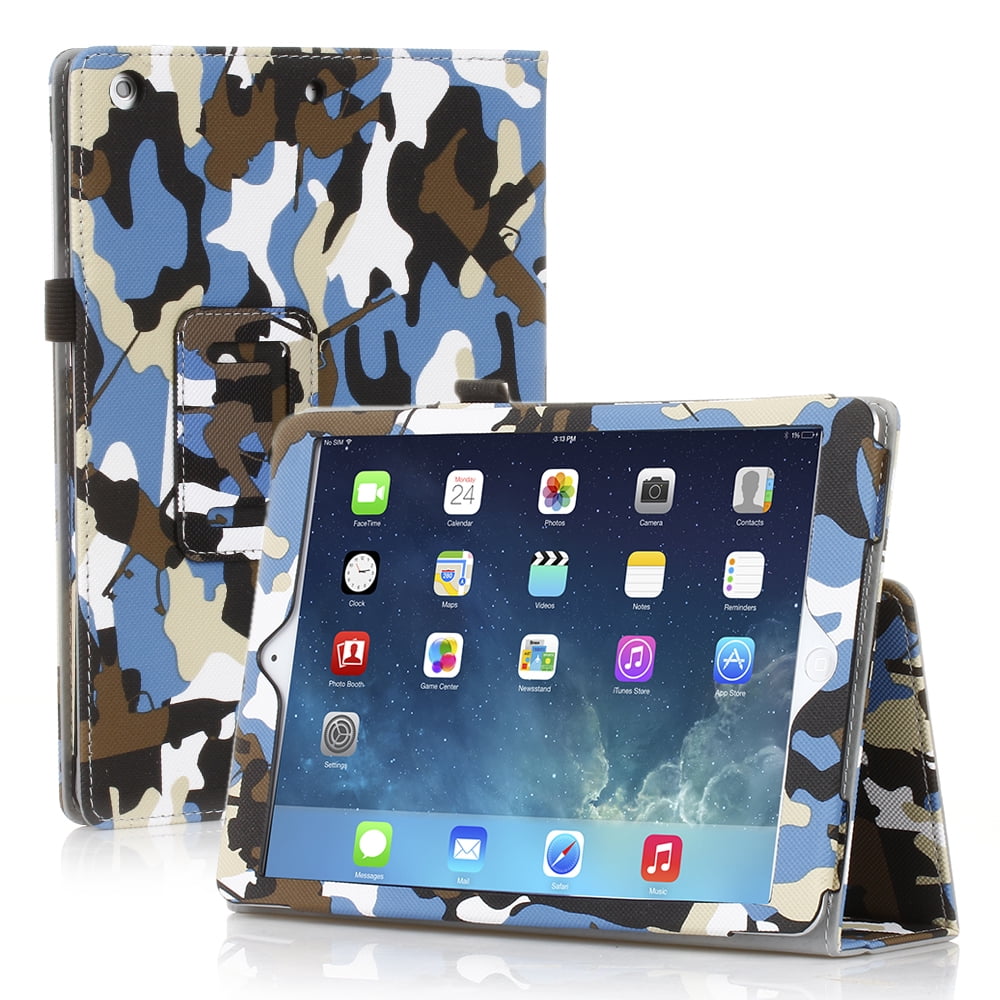 iPad Mini Case (Camouflage Blue & Gray) Slim Fit Synthetic Leather