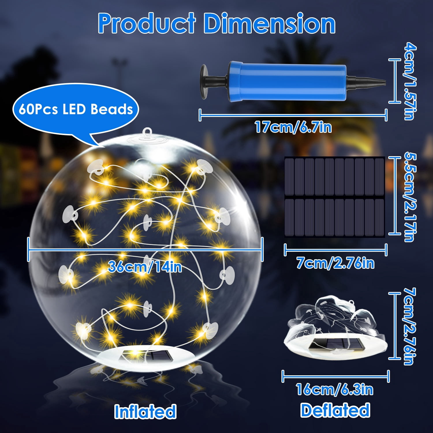 2 Pack Outdoor Solar Pool Lights, LED Light Up Balls with Remote, 3200K Warm Glow, 3 Lighting Modes & 4-Level Brightness & Auto On at Dusk, IP68 Waterproof, Perfect for Garden, Pool, Beach & Party