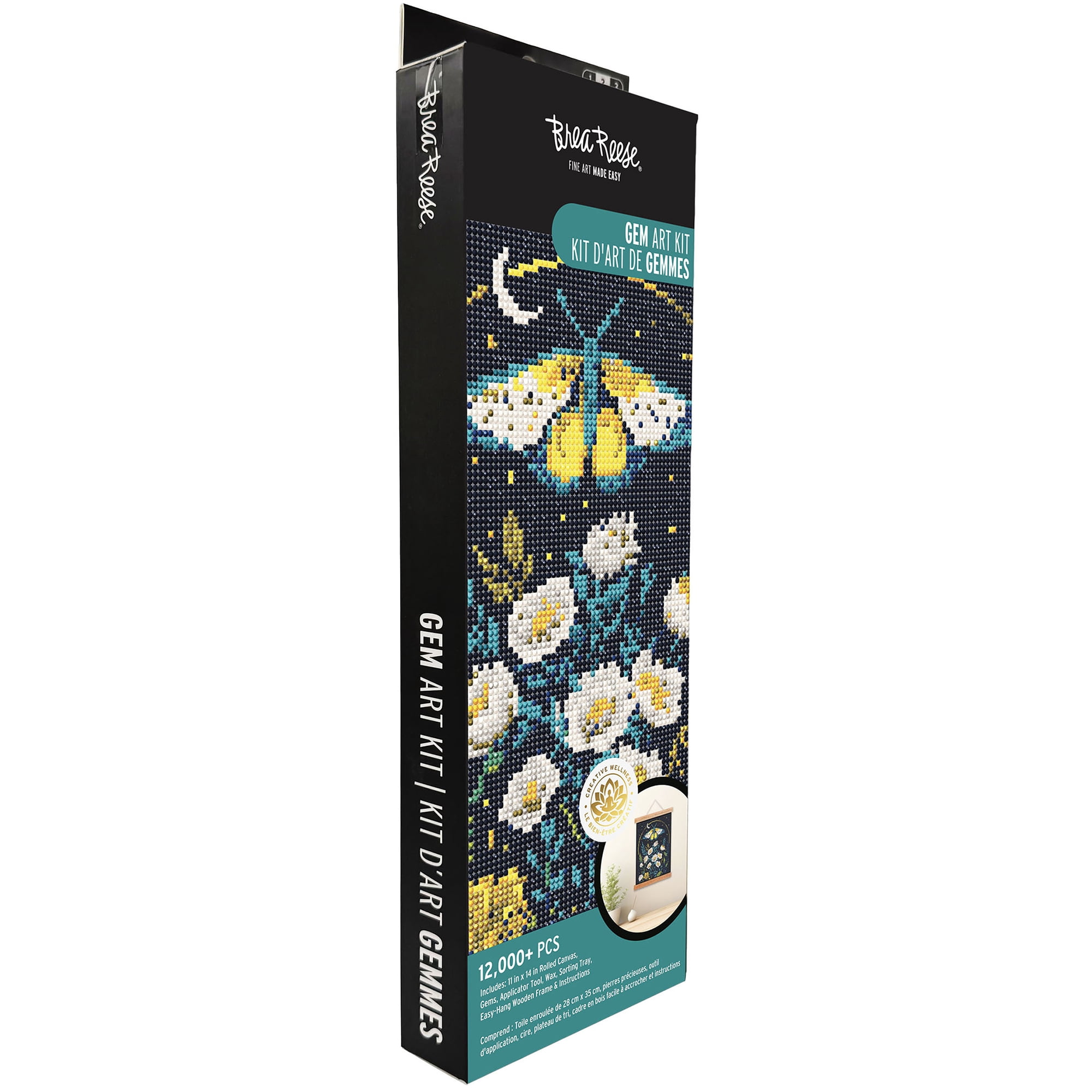 Brea Reese: Hanging Gem Art Kit - Midnight Botanicals - Peel & Stick, Create A Butterfly Flower Scene, 11x14" Rolled Canvas, Wall Frame, Adult Craft