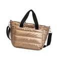 thumbnail image 4 of Bolso bandolera acolchado de algodón, elegante bolso de mano para mujer, ideal para viajes, fiestas y trabajo. Champán, 4 of 7