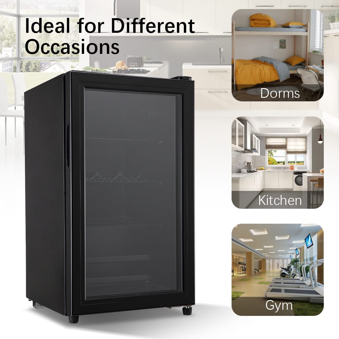 Mini Fridge 120 Can Beverage Refrigerator Cooler, 3.2 Cu.Ft Drink Fridge for Soda Wine Beer, Adjustable Temperature，Black