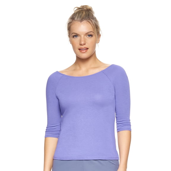 Expert Brand USA-Made Women's MoCA Cotton Blend 3/4 Sleeve Shirt, Periwinkle, Medium