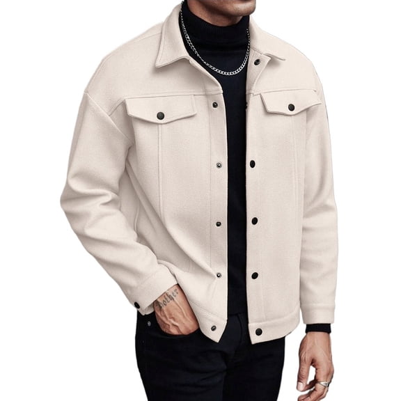 Men's Autumn Winter Woolen Jacket Casual Business Short Trend Coat