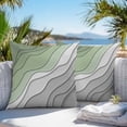 thumbnail image 3 of Throw Pillow Covers 16x16 Inch Set of 2, Sage Green Grey Ombre Waterproof Outdoor Pillow Covers, Modern Abstract Art Aesthetics Decorative Cushion Pillowcases for Couch, Sofa, Bed, Garden, Patio, 3 of 9