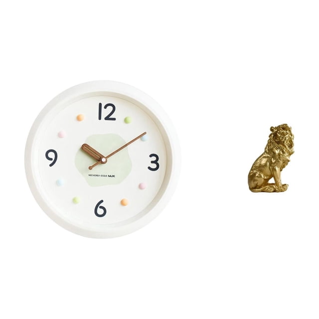 Reloj de pared,Reloj de pared decorativo,moderno y elegante,Reloj de pared redondo silencioso,sin tictac,ideal para regalar.,Estatua de león pequeño,Estatua de león de escritorio,decoración