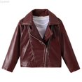thumbnail image 2 of Liyamei Girls PU Motorcycle Jacket with Lapel for Windproof Fall Outerwear Size 2-3 Years, 2 of 7