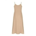 thumbnail image 7 of Womens Summer Dresses Imitation And Cotton Linen Suspender Solid Pocket Jumpsuit Long dress, 7 of 7