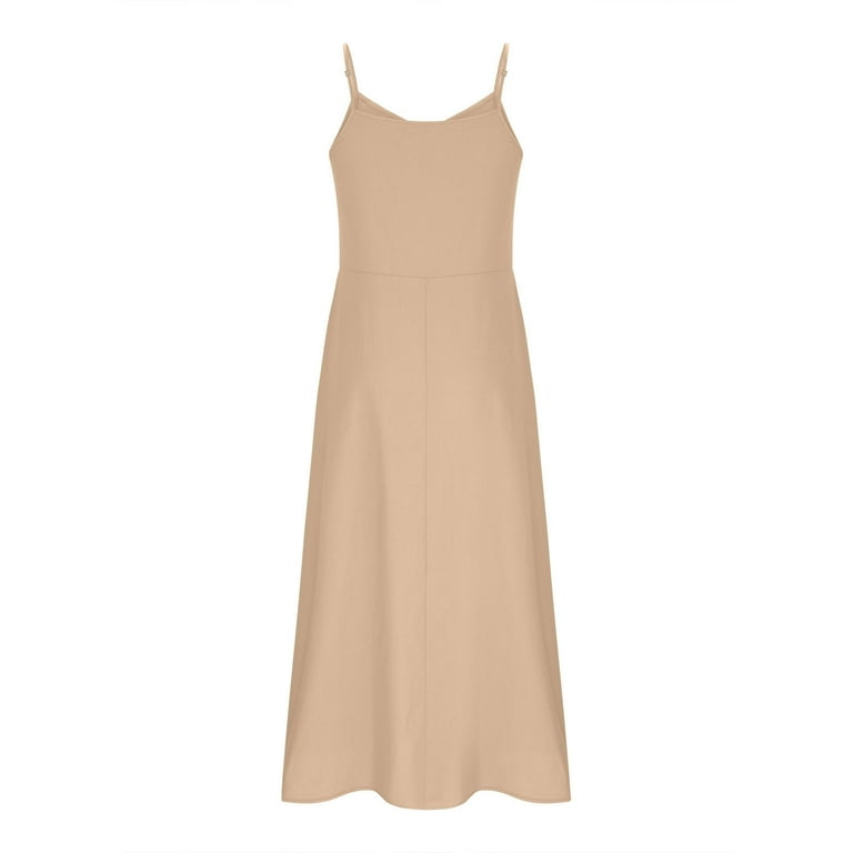 strappy cotton dresses Floral Linen Cotton Strappy Midi Pocket Dress