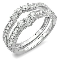 Dazzlingrock Collection 0.60 Carat (ctw) 14K Round Diamond Ladies Anniversary Wedding Band, White Gold, Size 8.5