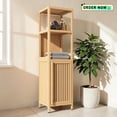 thumbnail image 3 of Tcbosik Tall Bamboo Bathroom Cabinet, 52" Narrow Storage Cabinet with Open Shelves and Door, Freestanding Organizer Unit for Small Space, Easy Assembly, Natural, 3 of 7