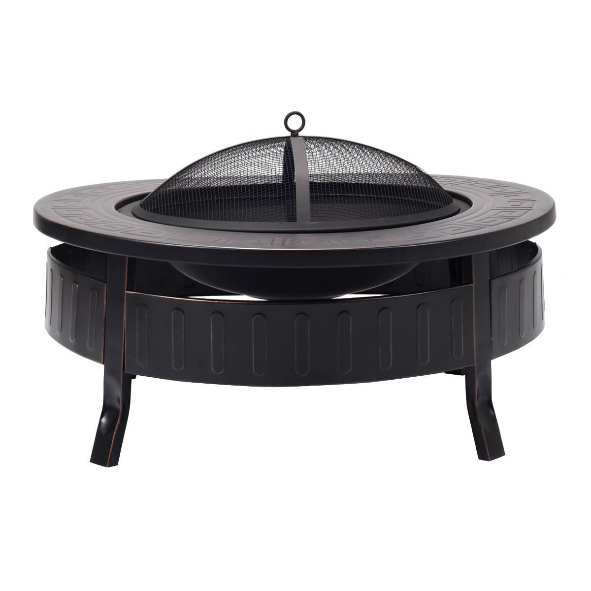 32 Round Metal Firepit Patio Garden Stove Fire Pit Outdoor Brazier 32 Round Metal Firepit Patio Garden Stove Fire Pit Outdoor Brazier With Com