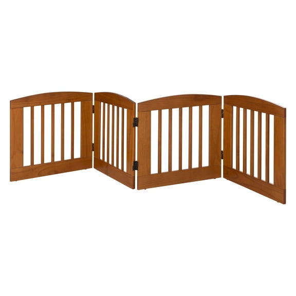 Ruffluv 4 Panel Expansion Pet Gate - Medium - 24"H - Chestnut Finish