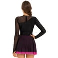 thumbnail image 4 of Kaerm Women's Girls Ice Skating Competition Dress Mesh Patchwork Layered Dance Leotard Dress Hot Pink M, 4 of 7