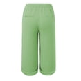 thumbnail image 4 of Yubnlvae Linen Bubble Wrinkle 3/4 Pants - Women's Lightweight Muslin Cropped Trousers, Elastic Waist Beach Pants with Pockets for Summer (Mint Green | 5XL), 4 of 5