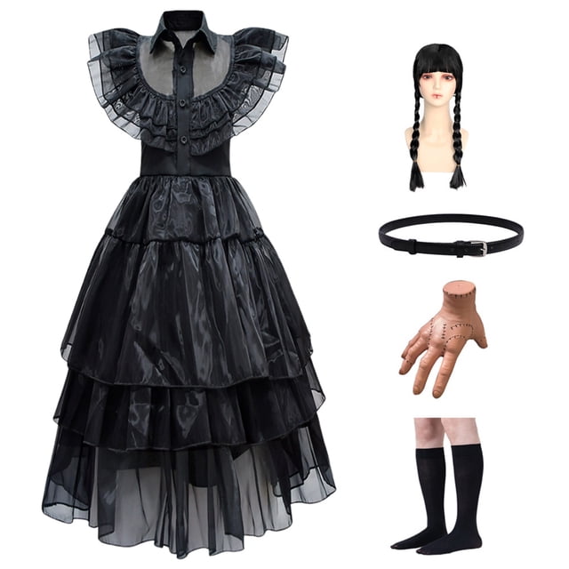 Vestido Noche Disfraz Halloween Miércoles Addams Niñas