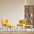 thumbnail image 2 of Costaelm 4-Piece Mid-Century Boucle Accent Chairs with Ottoman Foot Stools Set, Mustard, 2 of 5