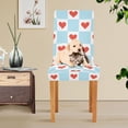 thumbnail image 4 of Yayeee 4 Pack Dining Chair Covers Stretch Parson Chairs Slipcovers Seat Protector, Light Blue Checkered Heart, 4 of 6