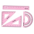 thumbnail image 3 of Math Ruler, Metal Protractor, Triangle Ruler, Protractor for Architects, Carpentry Engineers Light Pink, 3 of 7