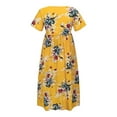 thumbnail image 6 of DYMADE Women's Summer Vocation Bohemian Floral Print Short Sleeve V-Neck Wrap Plus Dresses, 6 of 6