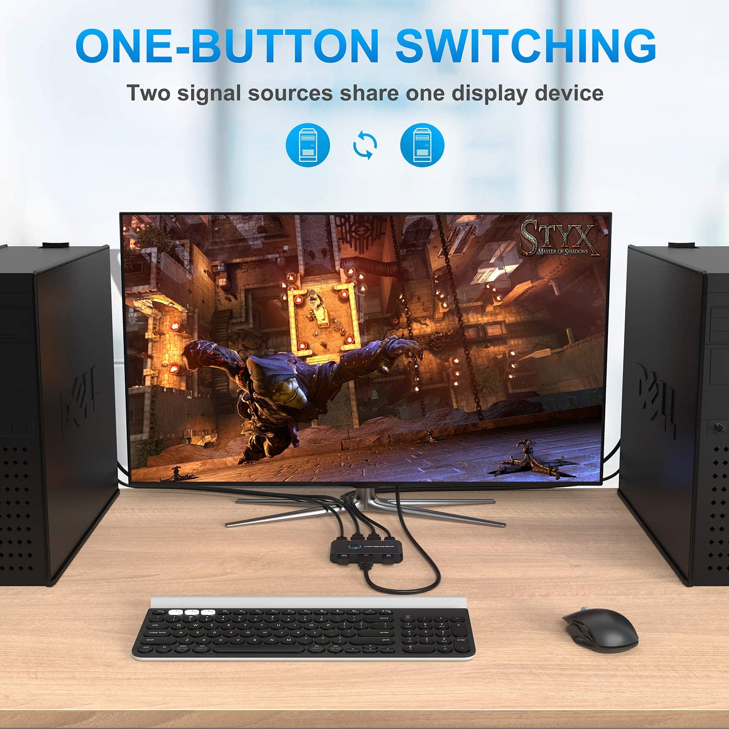KVM Switch HDMI 2 Port Box, USB and 
