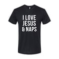 thumbnail image 2 of Wild Bobby I Love Jesus & Naps Inspirational/Christian Men Premium Tri Blend Tee, True Black, Small, 2 of 6