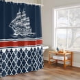 thumbnail image 6 of Nautical Sail Shower Curtains for Bathroom, Nautical Boat Red Stripe Plaid Navy Blue Washable Fabric Shower Curtain with Hooks Waterproof Bathroom Decor Sets, 72 x 72 Inches, 6 of 9