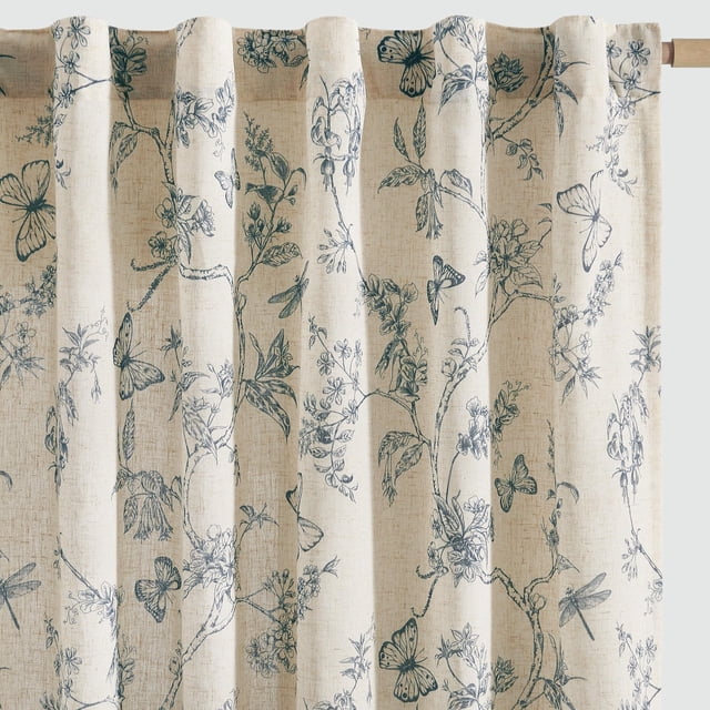Cortinas Jinchan de lino floral de 160 x 160 cm para sala de estar