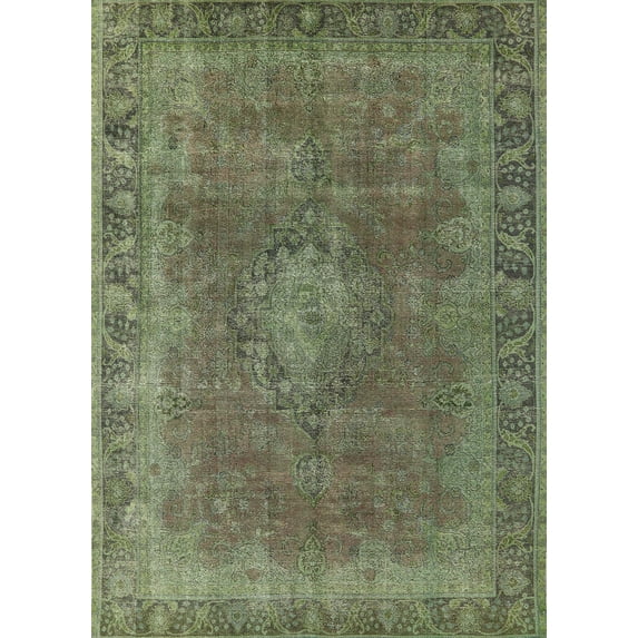 Ahgly Company Machine Washable Indoor Rectangle Industrial Modern Dark Olive Green Area Rugs, 2' x 4'