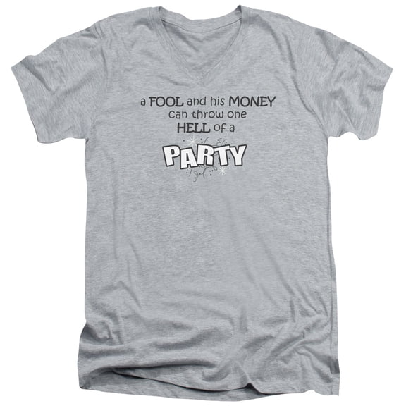 - One Hell Of A Party - Slim Fit V Neck Shirt - Medium