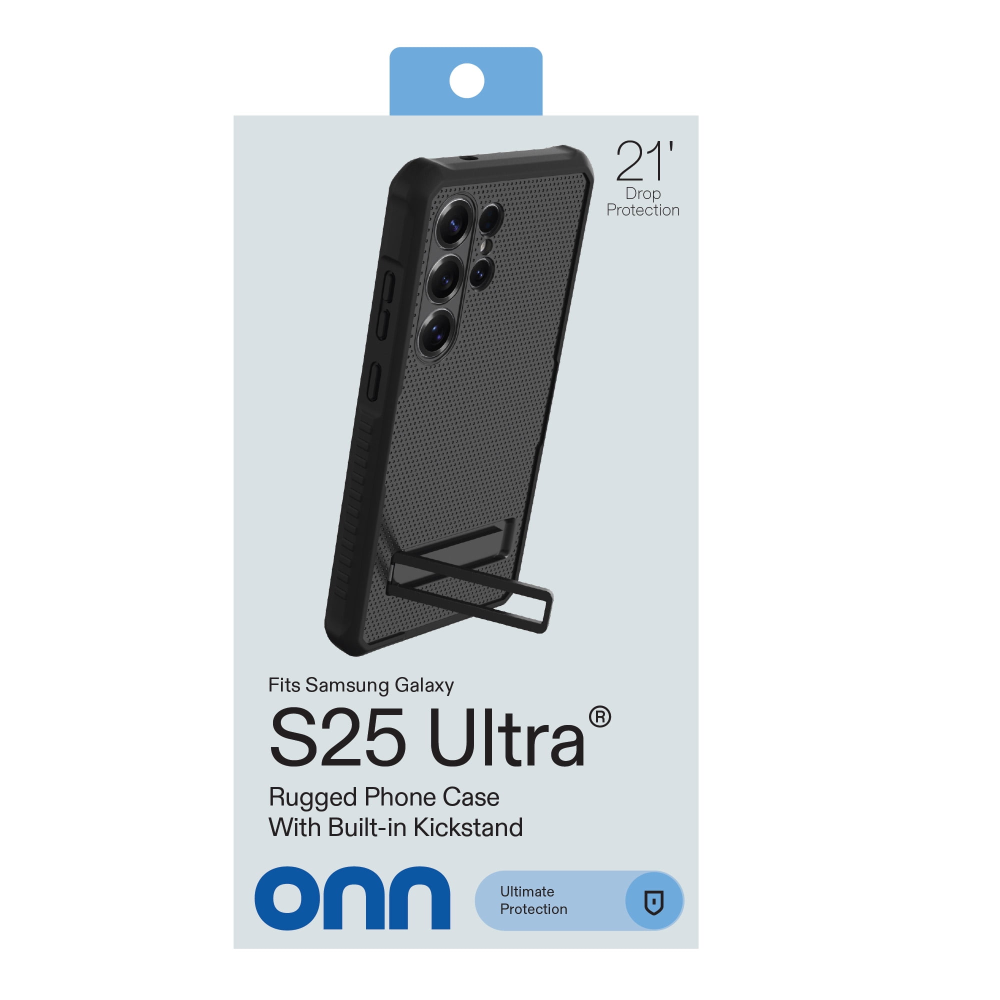 onn Rugged Phone Case with Kickstand for Samsung Galaxy S25 Ultra - Black