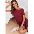 thumbnail image 2 of Ekouaer Womens Pajama Sets 2 Piece Soft Short Sleeve Top and Shorts Sleepwear Round Neck Pjs Lounge Set with Pockets, 2 of 4