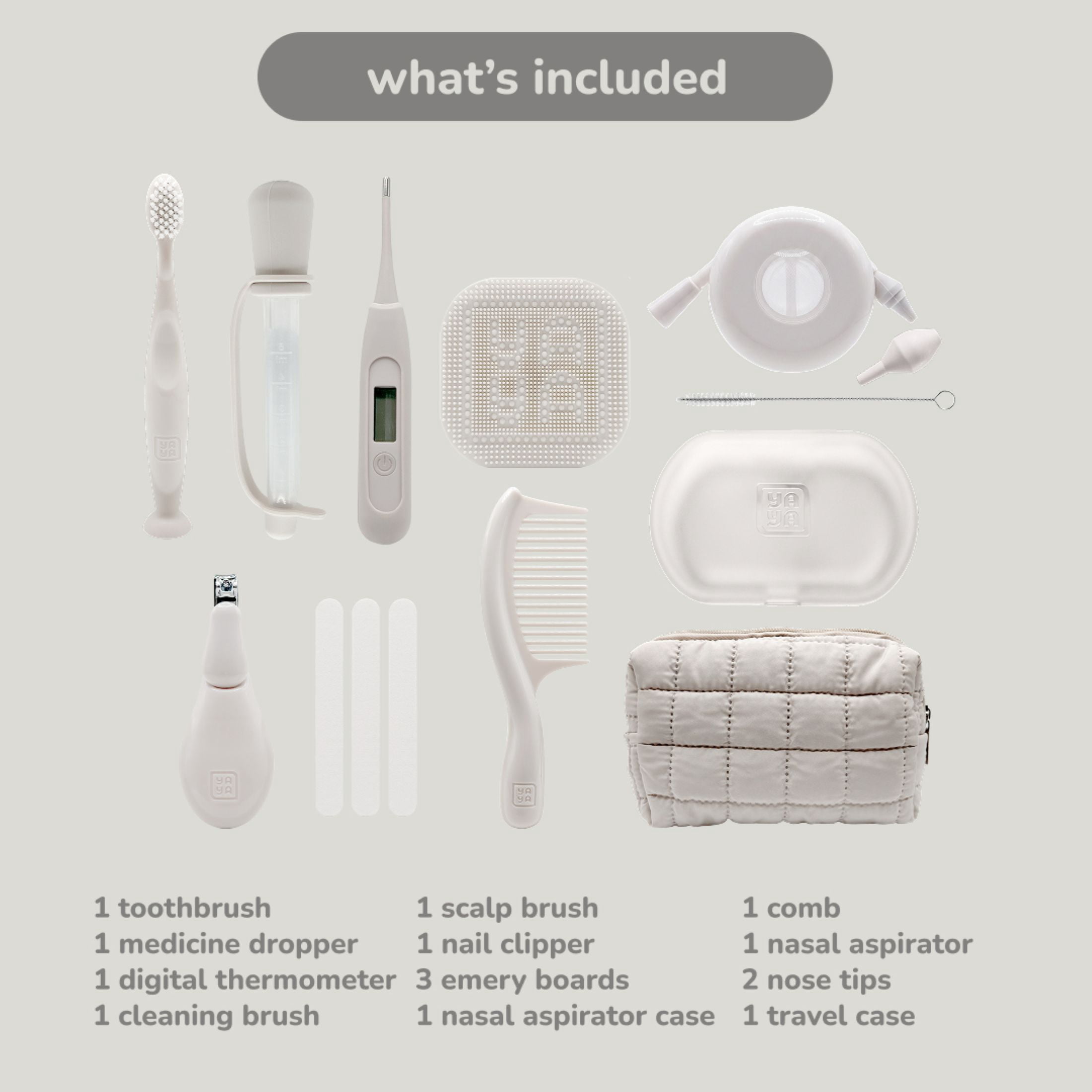YAYA Premier Care 15-Piece Baby Grooming & Health Kit - Digital
